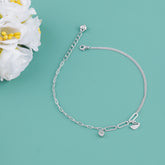 925 Sterling Silver Swan & Heart Charm Anklet for Women